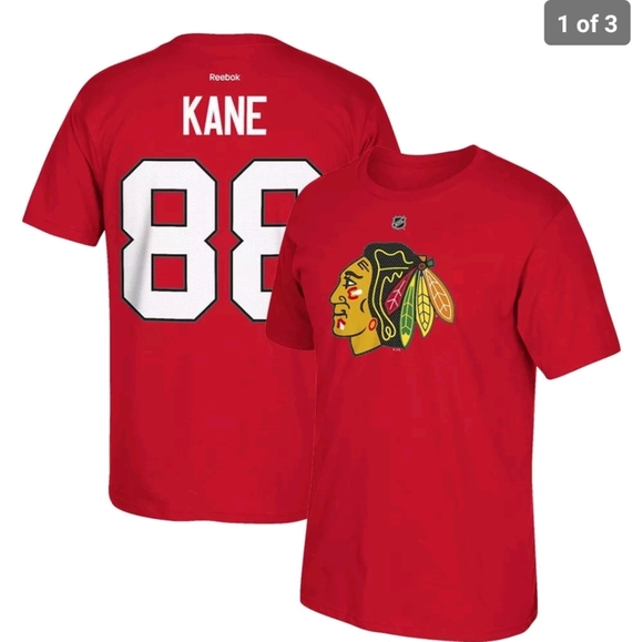Patrick Kane #88 Chicago Blackhawks  Chief Head Logo Premier Red Jersey Tee - Picture 1 of 9